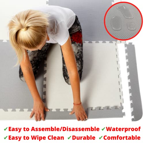 Extra Large Baby Play Mat Tiles Thick Foam Non-Toxic Floor Puzzle Mat Interlocking Activity Playmat for Infants Toddlers Kids Crawling Tummy Time 74x74 Inches (Grey/White) - color: Grey/White