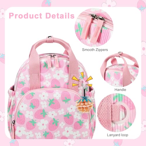 Bluboon Toddler Backpack for Girls Boys 2-4 Cute 12" Preschool Kindergarten Backpacks Kids Daycare Bags School Travel (Pink Strawberry Flower - Pink, Age 2-4 (12" H not Fit A4 Folder)) - color: Pink Strawberry Flower - Pink, size: Age 2-4 (12" H not Fit A
