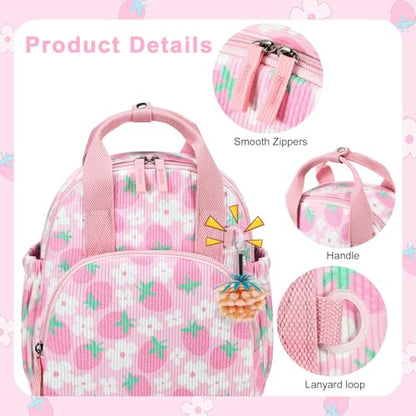 Bluboon Toddler Backpack for Girls Boys 2-4 Cute 12" Preschool Kindergarten Backpacks Kids Daycare Bags School Travel (Pink Strawberry Flower - Pink, Age 2-4 (12" H not Fit A4 Folder)) - color: Pink Strawberry Flower - Pink, size: Age 2-4 (12" H not Fit A