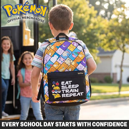 Get Trend Pokemon Kids Backpack for Boys, Anime 18in Book Bag Adjustable Padded Straps Travel School Bag, Gamers Gifts (Multi Pokemon) - color: Multi Pokemon