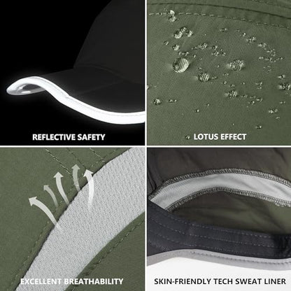 GADIEMKENSD Reflective Folding Outdoor Hat Unstructured Design UPF 50+ Sun Protection Sport Hats for Womens and Mens - color: Amy Green