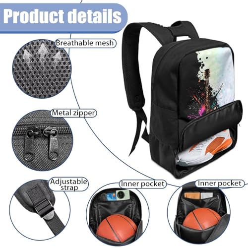 Basketball Backpack With Separate Ball Compartment And Shoes Fit Basketball Volleyball Football - color: Guitar