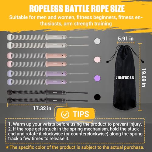 Ropeless Battle Ropes, Upgraded Heavy Duty Portable Cordless Battle Ropes for Home Gym with Poster & Non-Slip Soft Handles for Wrist Protection, Exercise Rope for HIIT and Low-Impact Aerobic Training