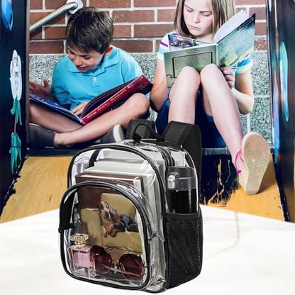 Clear Backpack Stadium Approved 12x12x6 Small Clear Backpack for Concert,Work,Festival,Security,Stadium - color: Black