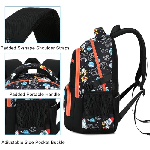 Bluboon Kids Backpack Boys Camo Bookbag Teens Elementary School Bag Daypack Travel Back Pack Middle school (Rocket Blue Planet) - color: Rocket Blue Planet
