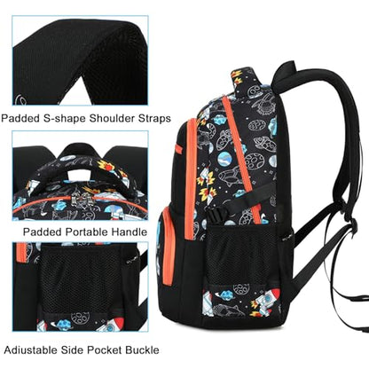 Bluboon Kids Backpack Boys Camo Bookbag Teens Elementary School Bag Daypack Travel Back Pack Middle school (Rocket Blue Planet) - color: Rocket Blue Planet