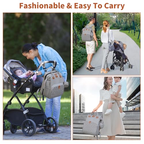 Baby Diaper Bags with Changing Station, Multifunctional Diaper Bag Backpack for Moms Dads with USB Charging Port, Waterproof Travel Diaper, Baby Shower Gifts for Baby Boy & Girls (Gray) - color: Gray