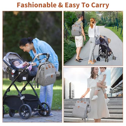 Baby Diaper Bags with Changing Station, Multifunctional Diaper Bag Backpack for Moms Dads with USB Charging Port, Waterproof Travel Diaper, Baby Shower Gifts for Baby Boy & Girls (Gray) - color: Gray
