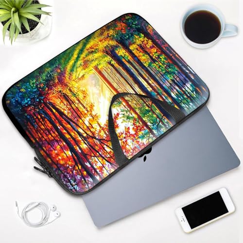 14 15 15.4 15.6 inch Laptop Handle Bag Computer Bag, Pouch Holder Notebook Sleeve Cover Soft Case Compatible for Dell,Lenovo,Toshiba HP, Asus Notebook-Autumn Forest - color: Autumn Forest