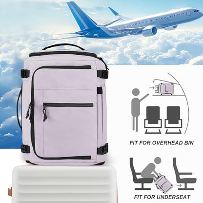 Carry On Travel Backpack Flight Approved Laptop Backpack Business Work Backpack for Women Men Large Capacity Casual Daypack with Wet/Dry Separation Pockets, Purple - color: Purple, style: B