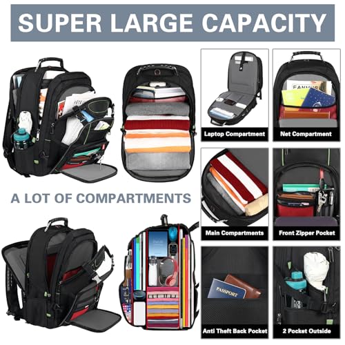 SINVICKO Travel Laptop Backpack,Extra Large 18.4 Inch Laptop RFID Anti Theft TSA Friendly Backpack,Water Resistant Backbag,Heavy Duty Computer Bag for Women Men,21.2 * 15.5 * 11.5 inch Green - color: Rfid 18.4 Inch Green