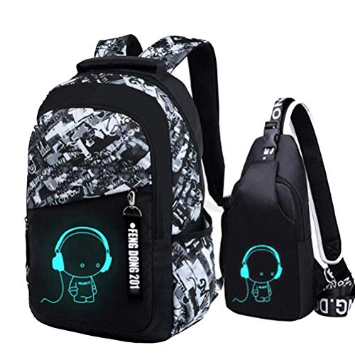 Asge School Backpack for Boys Print Backpack Teenagers Nylon Large School Bag Outdoor Reflective Daypack - color: Camouflage