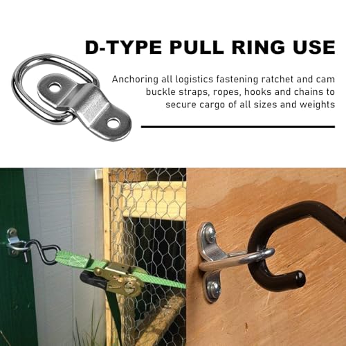 KVAEY 8 PCS D-Ring Tie Down Anchors Hooks, Heavy Duty Lashing Ring Surface Mount Anchor Point, D-Ring Anchor for Trailer Truck Hauling Cargo Load RV Camper, Car Accessories (Silver)