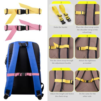 2 Pack Backpack Chest Strap Adjustable Replacement Chest Strap for Backpack with Quick Release Buckle - color: 1 Each of Yellow and Soft Pink