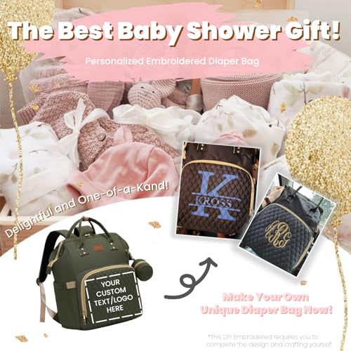 ROSEGIN Diaper Bag Backpack with Changing Pad, Pacifier Case, Baby Bag for Boy Girl Toddler - Large, Stylish, Waterproof Travel Quilted Diaper Bag for Mom - Baby Shower - Army Green - color: Army Green