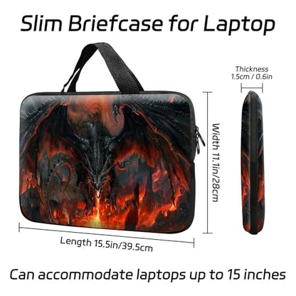 14 15 15.4 15.6 inch Laptop Handle Bag Computer Bag, Pouch Holder Notebook Sleeve Cover Soft Case Compatible for Dell,Lenovo,Toshiba HP, Asus Notebook-Fire-Breathing Dragon - color: Fire-Breathing Dragon