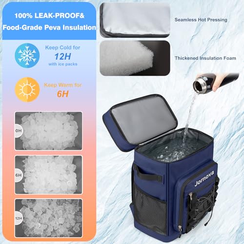 Insulated Cooler Backpack, 35L Leakproof Backpack with Double Compartments for Men & Women, Large Lunch Cooler for Camping, Beach, Travel, Picnic, Up to 48 Cans - color: Blue