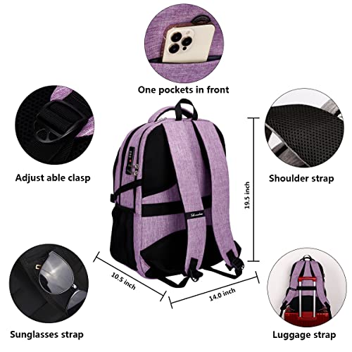 SHRRADOO Anti Theft Laptop Backpack Travel Backpacks with Combination Lock for Women Men College Backpack Computer Bag Fits 17 Inch Laptop,Purple - color: Purple