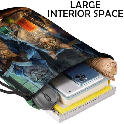 Drawstring Backpack Draw String Bag Waterproof for Sports Gym Beach Travel Cute Aesthetic Sackpack Men Women (13"×17")-Cat - color: S-6-cat