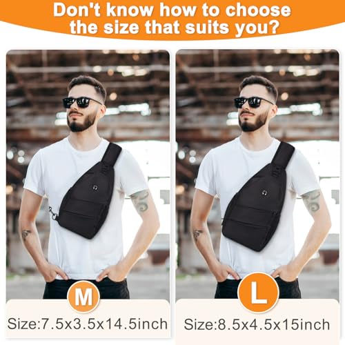 Pritent Crossbody Bags for Women Men Trendy Sling Bag Backpack Casual Chest Bag with Convertible Shoulder Strap - color: Black, size: Large