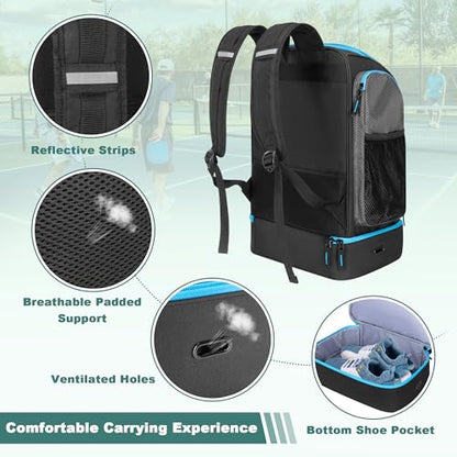 GOBUROS Pickleball Bags for Men Women, Pickleball Backpack for 4 Paddles with Shoe Compartment, Large Capacity Pickle Ball Equipment Bag, Grey - color: Grey