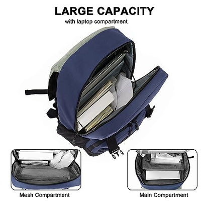 WOLT Laptop Backpack with USB Charging Port Fits Up to 17 Inch Laptop, College Backpack for Men Women, Computer Business Bookbag, Navy - color: Navy