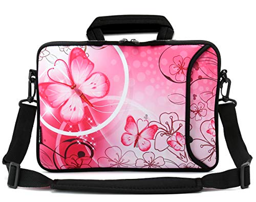 RICHEN 17 inch Laptop Shoulder Bag Carrying Case PC Cover Pouch with Handle Fits 15.6/16/17/17.3/17.4 inch Notebook (16-17.3 inch, Pink Butterfly) - color: Pink Butterfly