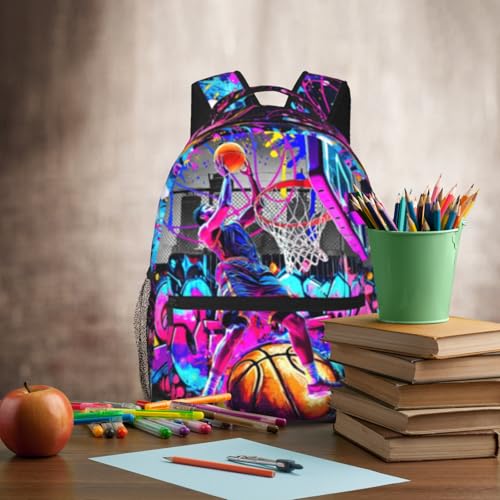 Basketball School Backpack for Boys Sports Ball Backpack for Kids Children Teens Ages 6-18 Elementary Middle School Students Cool Ball Theme Bookbag Travel Back Pack - color: Basketball