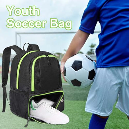 YOREPEK Soccer Backpack,Soccer Bag with Ball Holder, Water resistant Sport Equipment Bags Fit Basketball Volleyball Football - color: Black