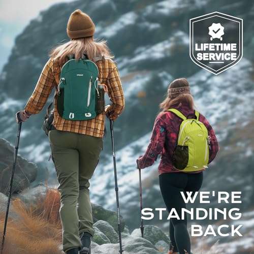 VPBAGE 15L Water-resistant Hiking Daypack, Small Backpack Travel Outdoor, Lightweight Day Pack with Tool Loops - color: Dark Green