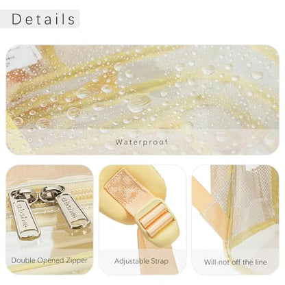 abshoo Large Clear Backpack For Girls Women School Bookbag Heavy Duty Transparent Backpack (Light Yellow) - color: Light Yellow