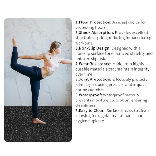 0.56in Thick 24 Sq Ft Gym Flooring for Home Gym, 6 Tiles Workout Exercise Equipment Mats, Rubber Top with EVA Foam, Interlocking Puzzle Floor Tiles for Fitness Room, Protective Flooring Mat - size: 0.56in
