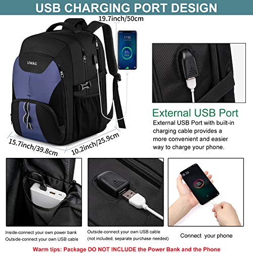 LIWAG Extra Large Business Travel Backpack, Anti Theft Water Resistant College Backpack Computer Bag Fits 17.3Inch Laptop Notebook, Blue - color: Blue, size: 17inch
