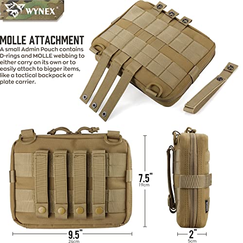 WYNEX Tactical Admin Molle Pouch, Medical EDC EMT Utility Bag Shell Design Attachment Pouches 1000D Nylon Hiking Belt Bags - color: Khaki