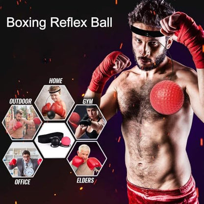 Box-bollen Game, Interactive Boxing Reflex Ball Set, Adjustable Headband for Punching Practice for Reflex, Timing, Accuracy, foc-us Hand Eye Coordination Training for Boxing