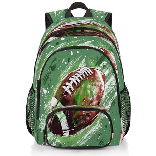 American Football Laptop Backpack for Women Men, 18.3 Inch Travel Work Backpacks, Sports Ball Waterproof Computer Casual Daypack Nurse Teacher Bags - color: Multicolor 19