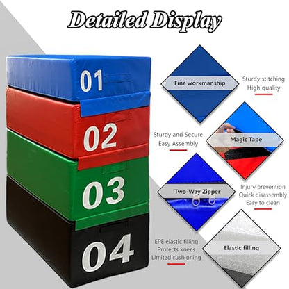 4 in 1 Foam Plyometric Box, Adjustable Height Soft Foam Jump Box Set, Non-Slip, Durable, Easy-to-Clean Soft Training Box, Suitable for Gyms, Home, Jumping, etc.(Size:03（90 * 55 * 40cm）) - size: 03（90*55*40cm）