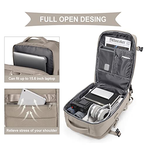 Large Travel Backpack Women, Carry On Backpack,Hiking Backpack Waterproof Outdoor Sports Rucksack Casual Daypack Bag Fit 15.6 Inch Laptop with USB Charging Port Shoes Compartment