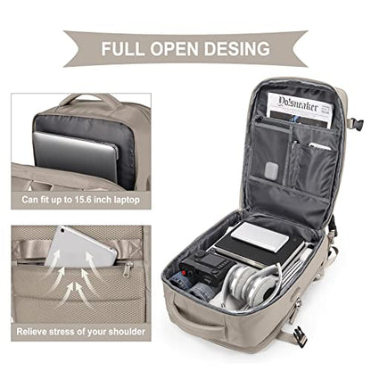 Large Travel Backpack Women, Carry On Backpack,Hiking Backpack Waterproof Outdoor Sports Rucksack Casual Daypack Bag Fit 15.6 Inch Laptop with USB Charging Port Shoes Compartment