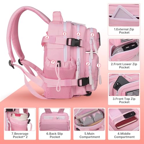 Boomistry 15L Mini Tactical Backpack Small Tactical Backpack for Women, Military Backpack for Gym, Hiking, Daily (Pink-15L) - color: Pink-15l