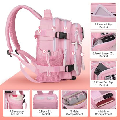 Boomistry 15L Mini Tactical Backpack Small Tactical Backpack for Women, Military Backpack for Gym, Hiking, Daily (Pink-15L) - color: Pink-15l