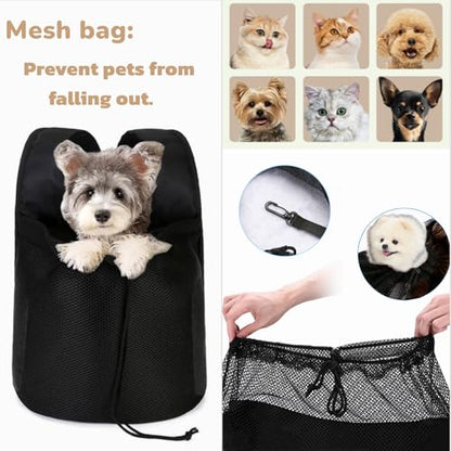 Dog Front Carrier Backpack,Ventilated Mesh Puppy Back Pack with Safety Belt,Adjustable Breathable Pet Carrier for Small Dogs Cats,Lightweight Doggy Backpack for Hiking Cycling Outdoor - color: Black