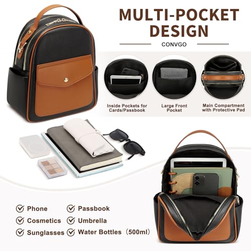 Small Backpack Purse for Women PU Leather Mini Backpack, Black - color: Black