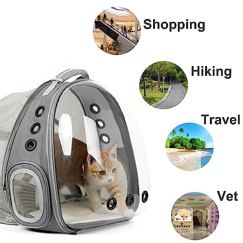 Back Extension Cat Travel Carrier Backpack (Grey, Clear Window) - color: Grey