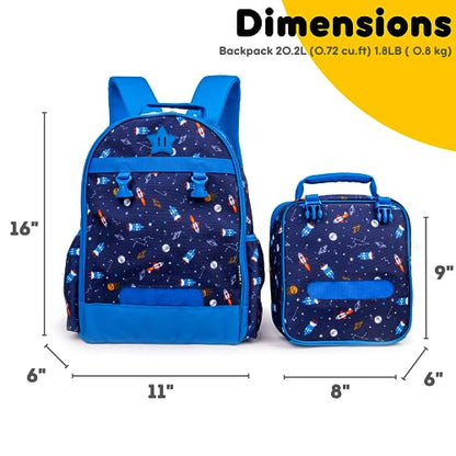J World Duet Kids Backpack & Lunch Box Set For Boys & Girls Pre-K to Elementary School, Spaceship - color: Multicolor