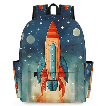 Space Rocket Kids Backpack for Boys Girls Galaxy Planet Preschool Toddler Backpack Kindergarten Nursery Bookbag Travel Children Lightweight School Bag - color: Rocket