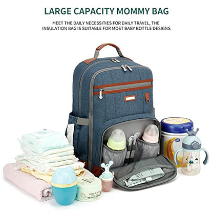 Diaper Bag Backpack, Large Baby Nappy Bags with Portable Changing Pad for Boys and GirlsMultifunction Travel Baby Bag for Moms Dads, Shower Gifts Waterproof and Stylish，Deep Blue - color: Deep Blue
