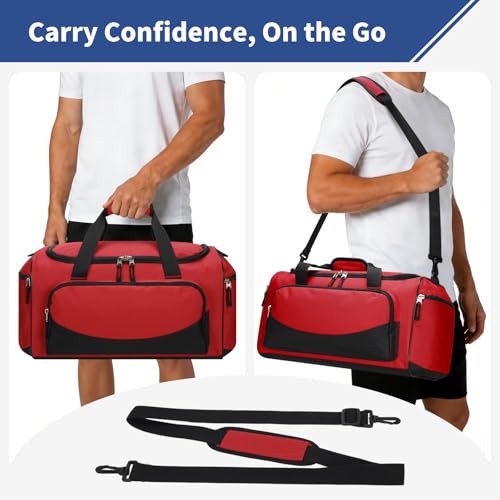 30L Gym Sport Duffle Bag - 17 inch Carry on Weekender Overnight Bag for Travel, Workout, Fitness (Red-30L) - color: Red