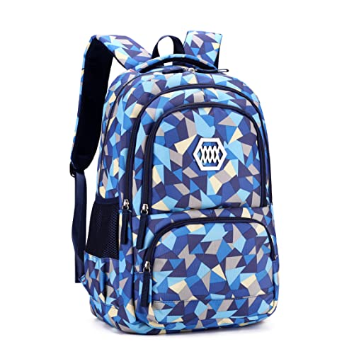 Bansusu Geometric Print Kids Backpack for Girls Boys School Bag Bookbags - color: Blue-a, size: Small-A