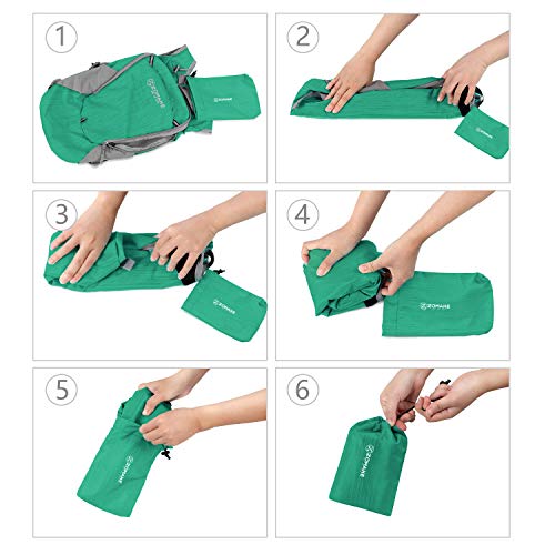 ZOMAKE Ultra Lightweight Packable Backpack 18L, Small Foldable Hiking Backpacks Water Resistant Folding Daypack for Travel(Dark Green) - color: Dark Green, size: 18L